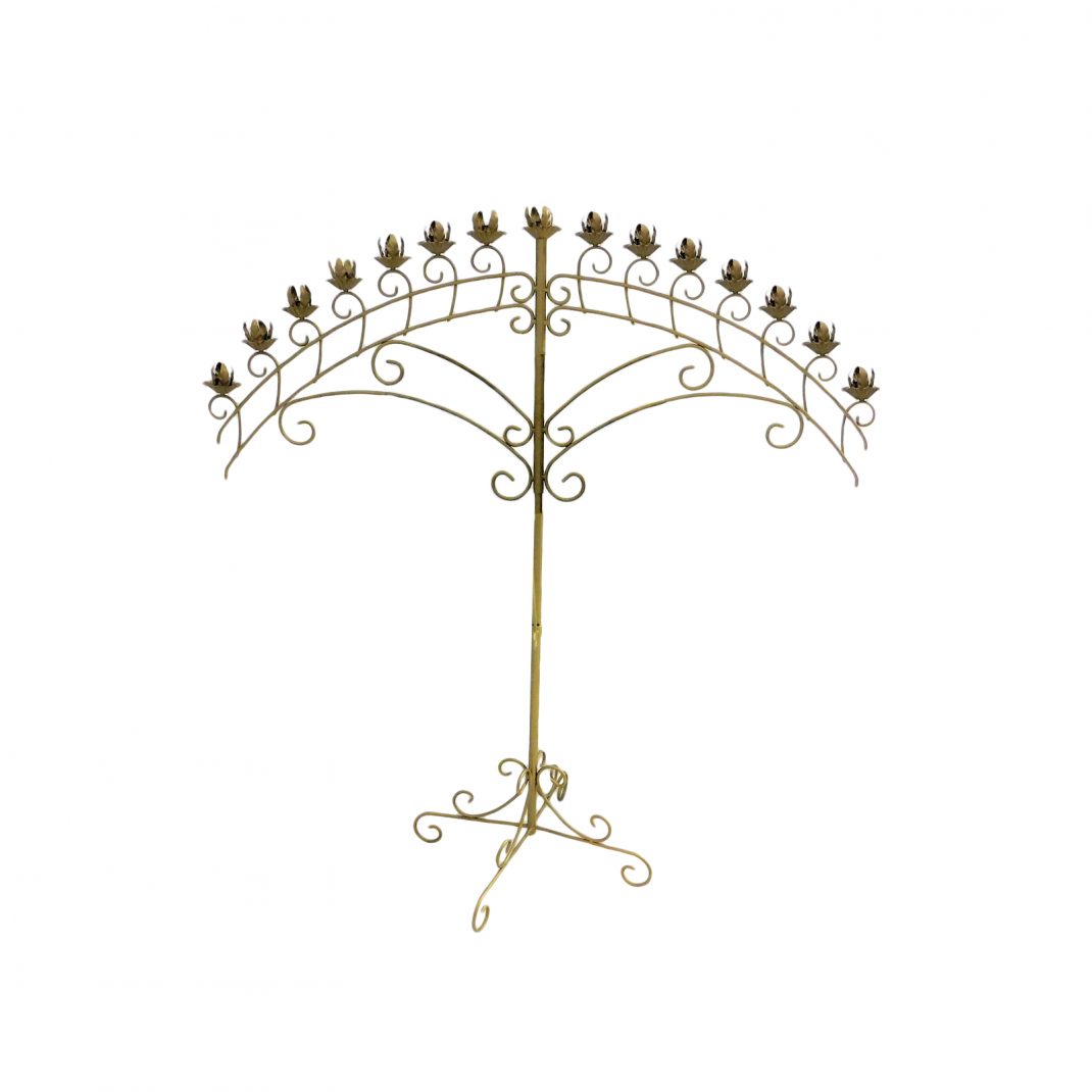 Brass Candelabra Fan Lasting Impressions Event Rentals